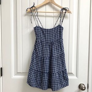 Abercrombie Blue Flannel Tiered Mini  Summer Dress